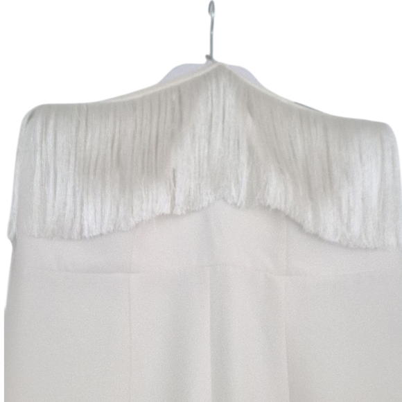 Fashion To Figure Sleeveless Ivory Jumpsuit w Fringe and Wide Leg Sz XL - Picture 3 of 9